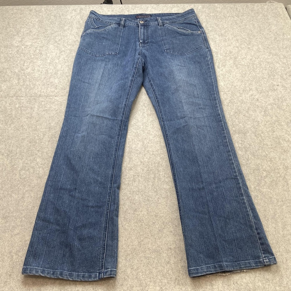 Baccini Bootcut Jeans Womens 14 (36x31) Blue Wash Stretch Denim *Hem Wear*
